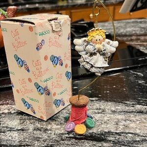 Enesco Flying Angel Ornament with Colorful Buttons